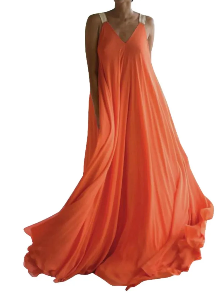Chloë - Damen Maxikleid im Boho-Stil mit V-Ausschnitt, ärmellos, Sommer, einfarbig, lockere Passform - Image 4