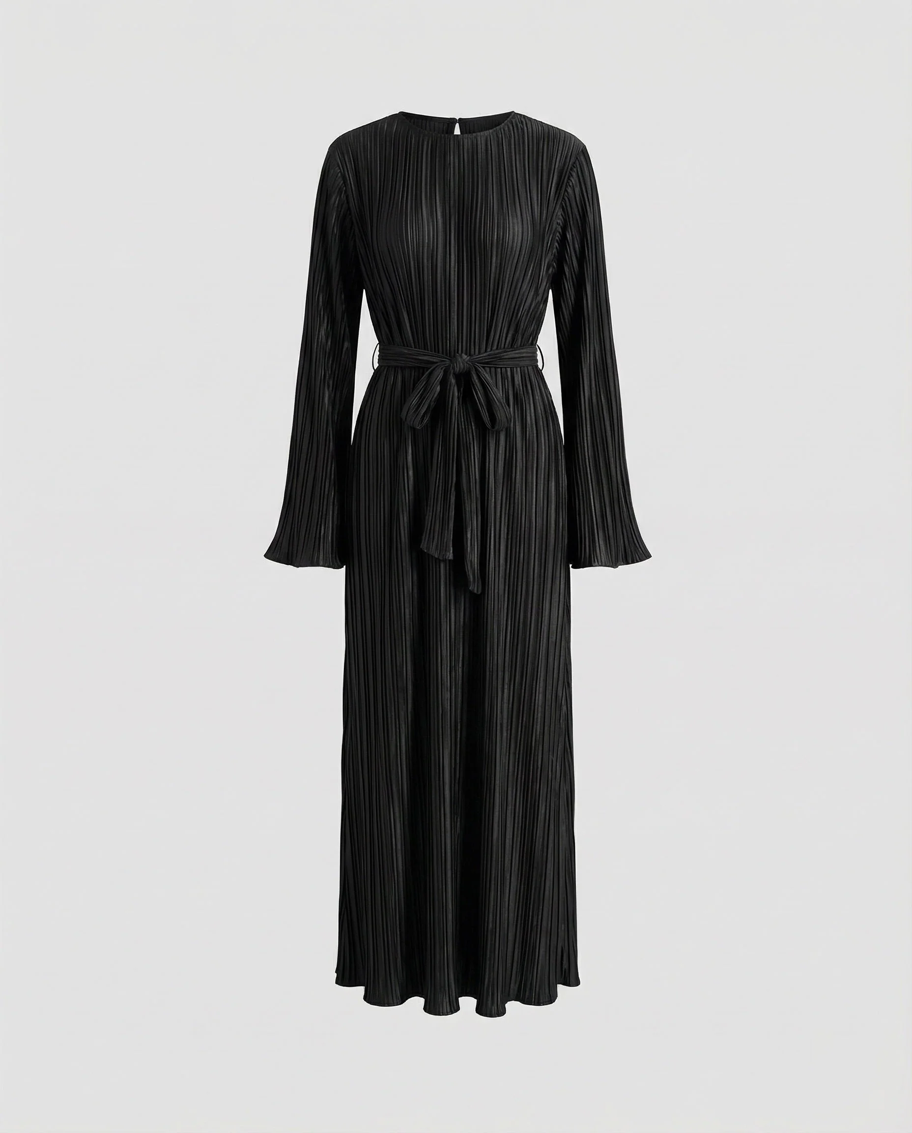 Damen plissiertes Maxikleid mit Taillenband - Image 5