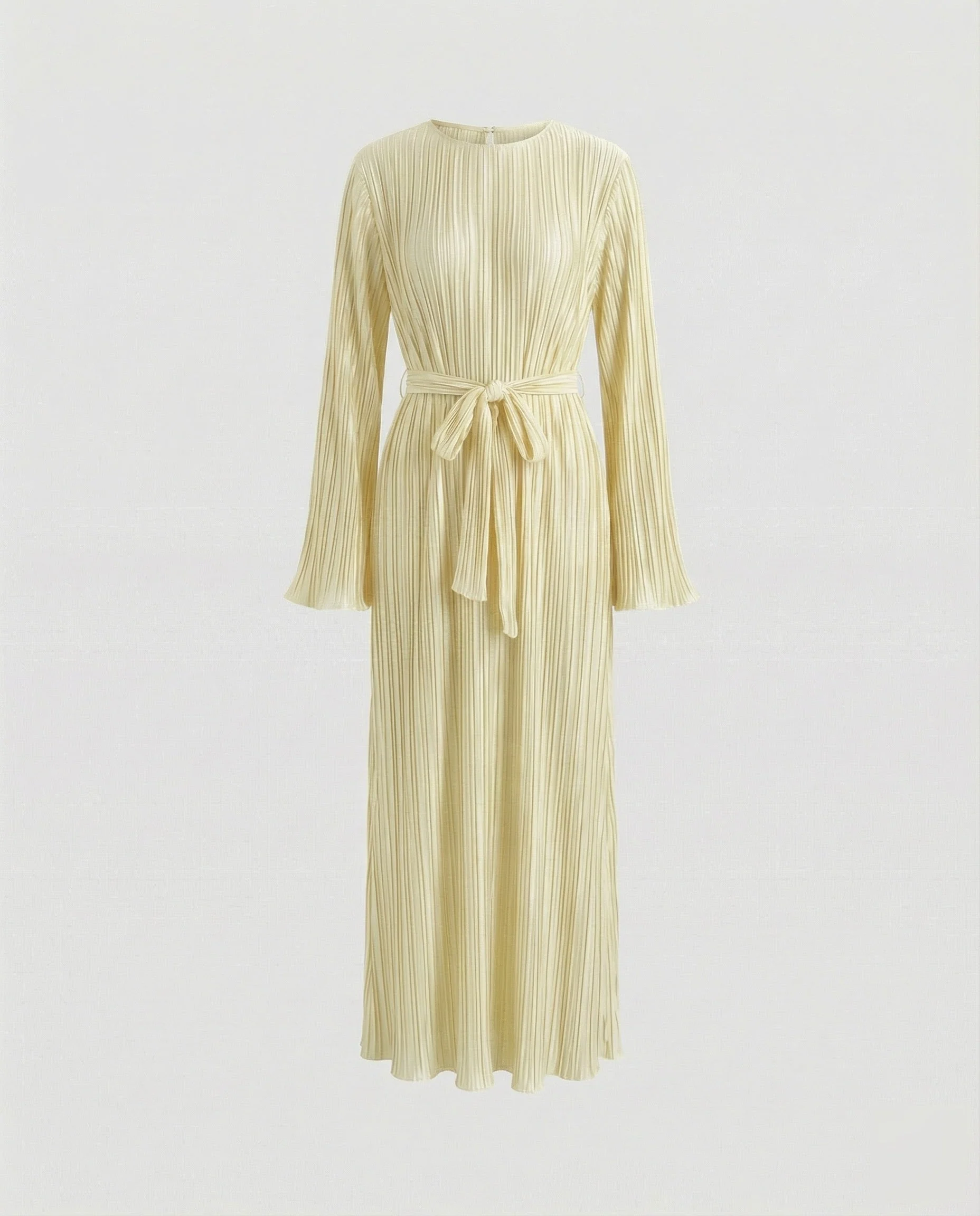 Damen plissiertes Maxikleid mit Taillenband - Image 7