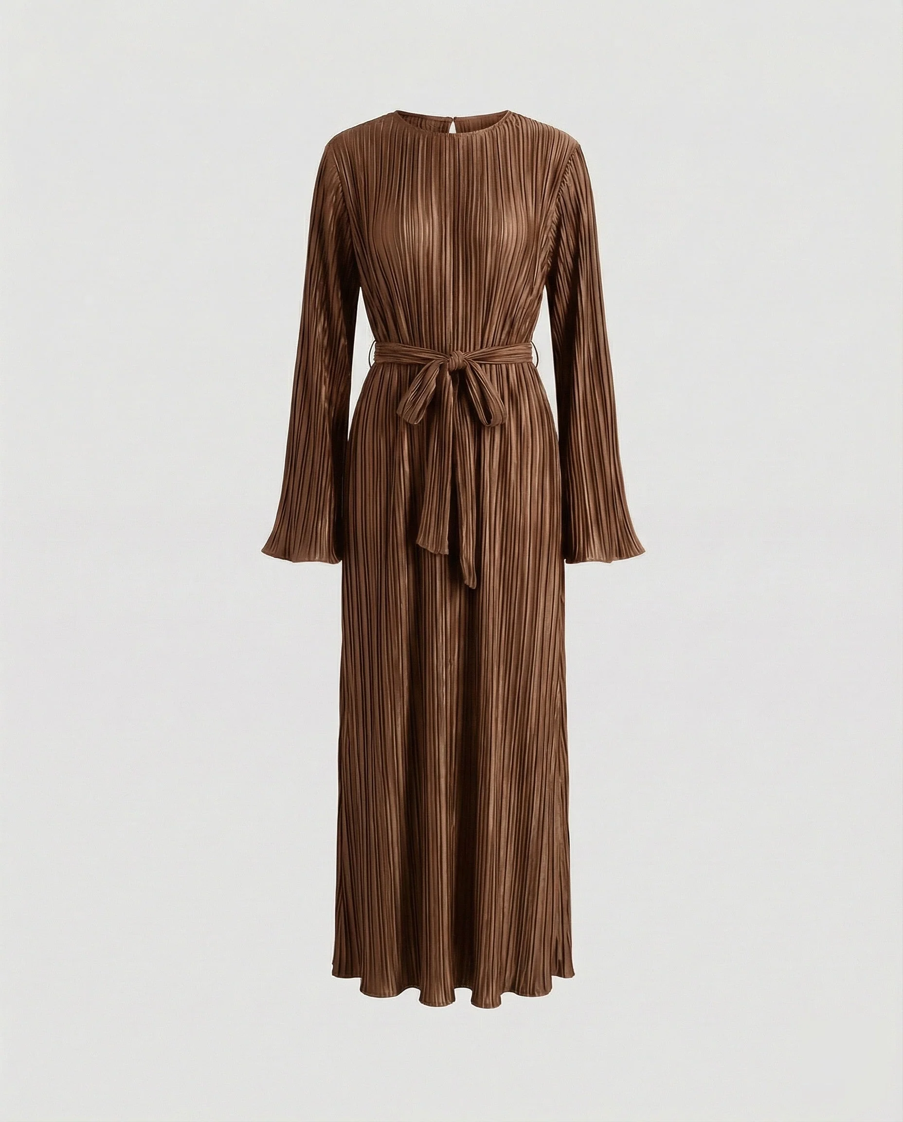 Damen plissiertes Maxikleid mit Taillenband - Image 8