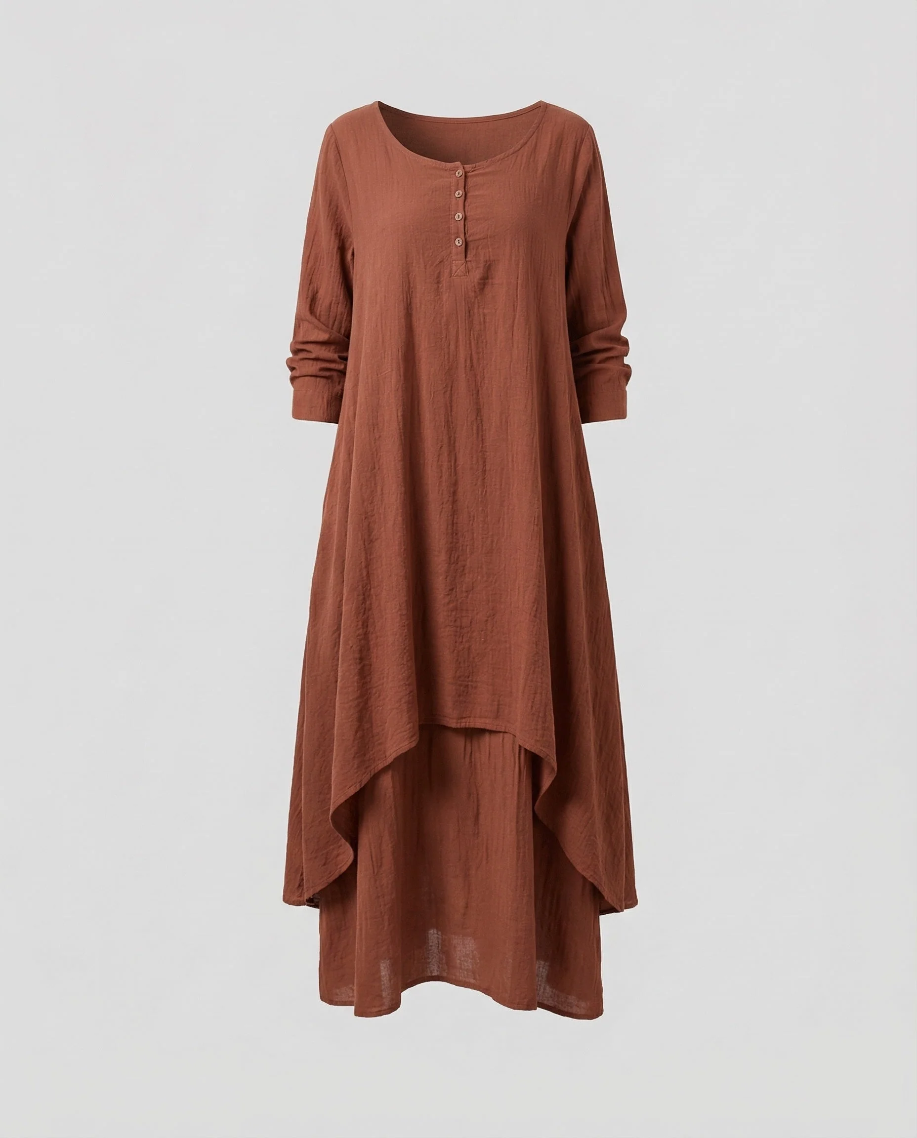 Damen zweilagiges Boho-Maxikleid in Leinenoptik - Image 5