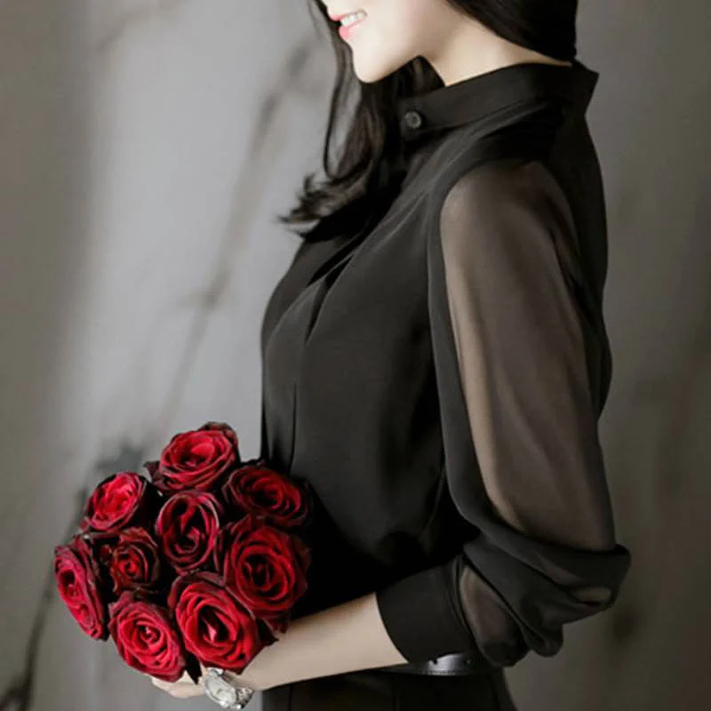 Bluse mit asymmetrischem Ausschnitt und Netzärmeln - Image 3