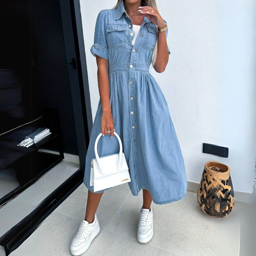 Midikleid im Jeanshemd-Stil mit Taschen - Image 2
