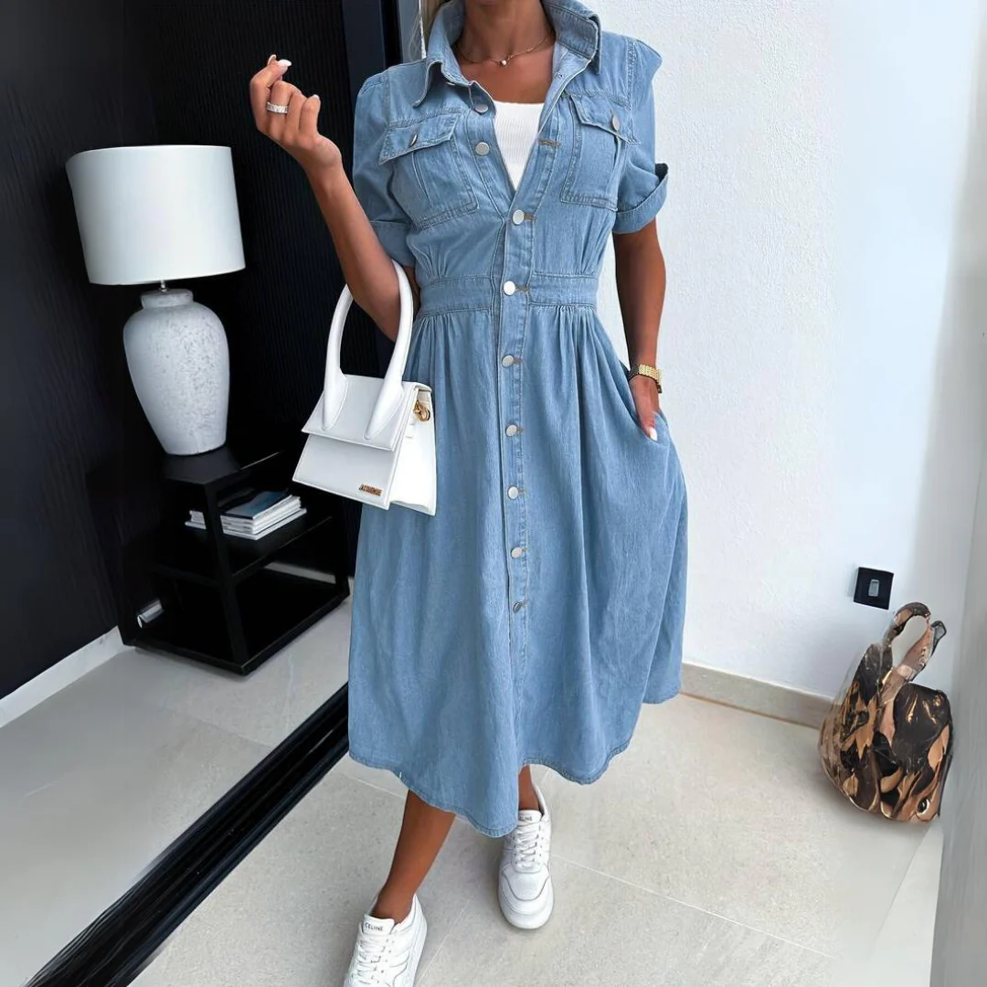 Midikleid im Jeanshemd-Stil mit Taschen - Image 3