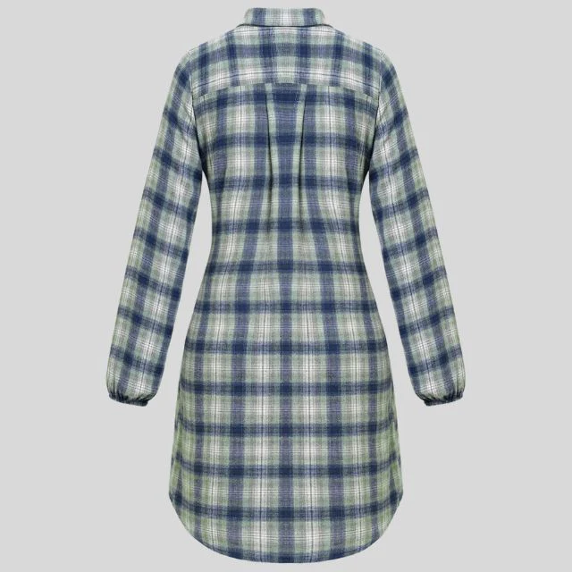 Kariertes Hemdkleid mit Gürtel und Knopfdetails - Image 24
