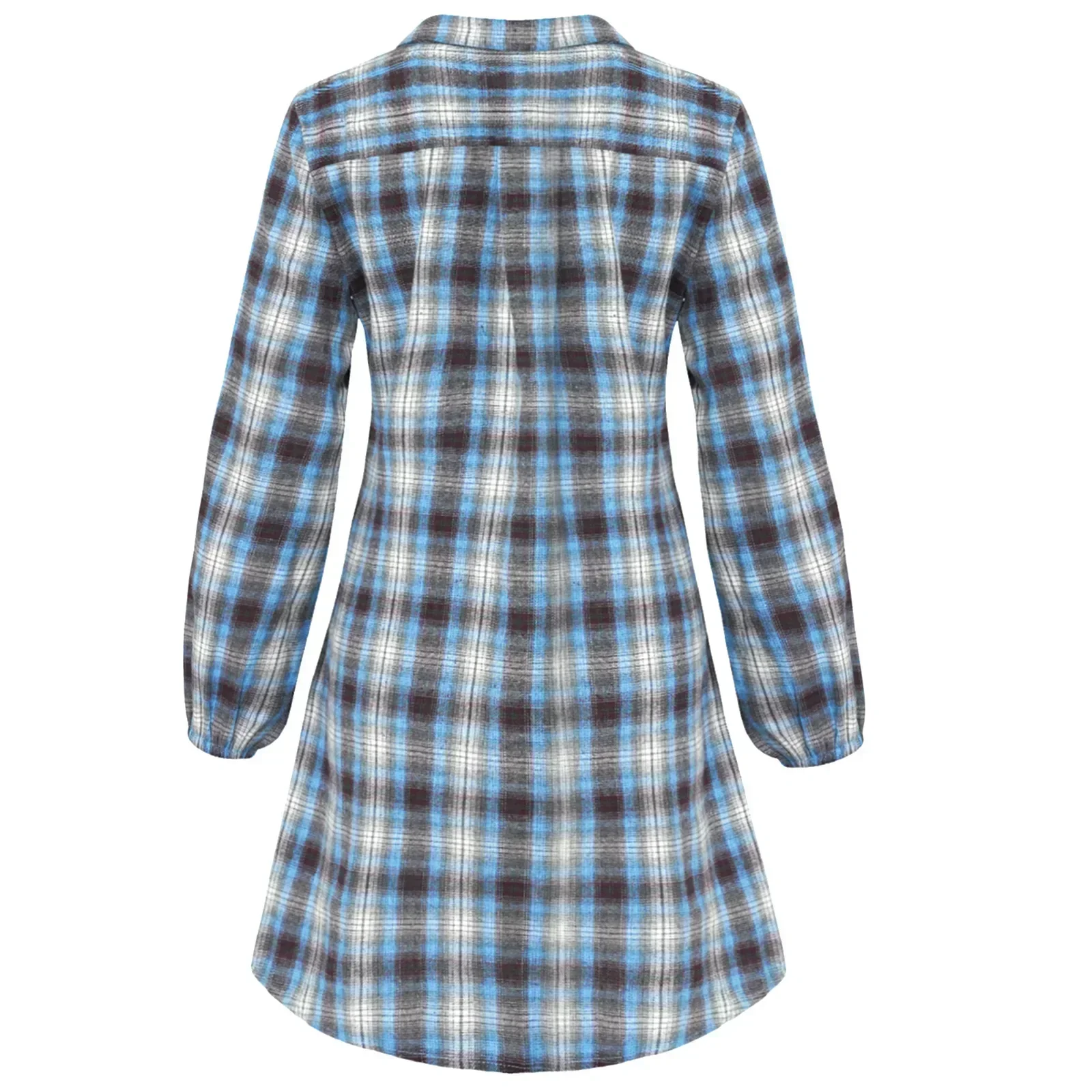 Kariertes Hemdkleid mit Gürtel und Knopfdetails - Image 6