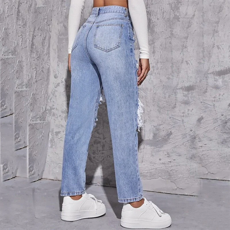 abgetragene gerade geschnittene Jeans - Image 3