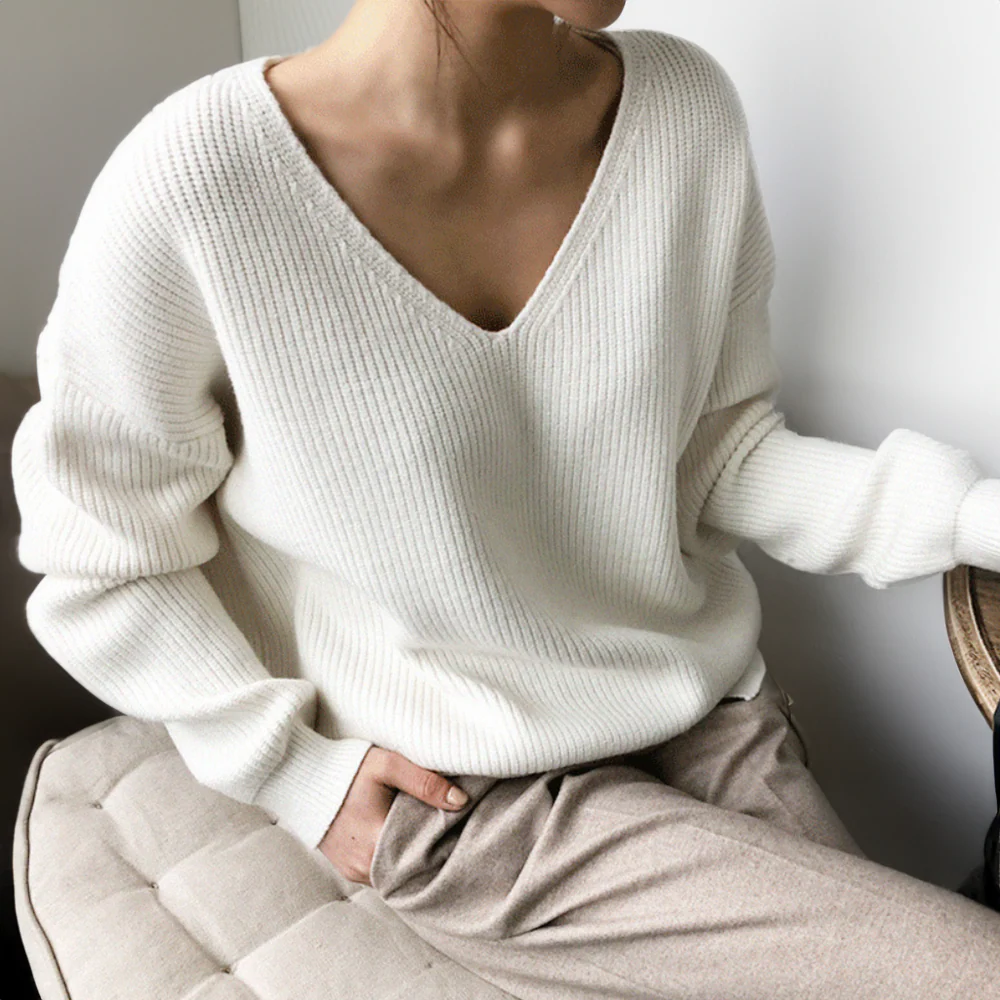Bequeme V-Ausschnitt Pullover - Image 2