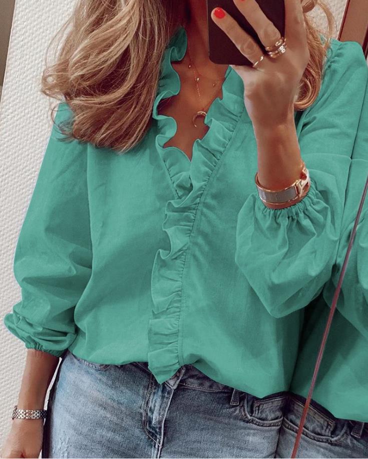 Heidi-Mode | Bluse mit Rüschen und V-Ausschnitt - Image 4