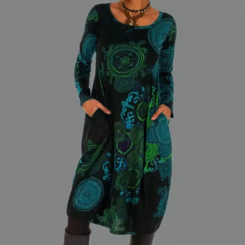 Bohemian-Stil Kleid mit Rundhals für Damen - Image 3