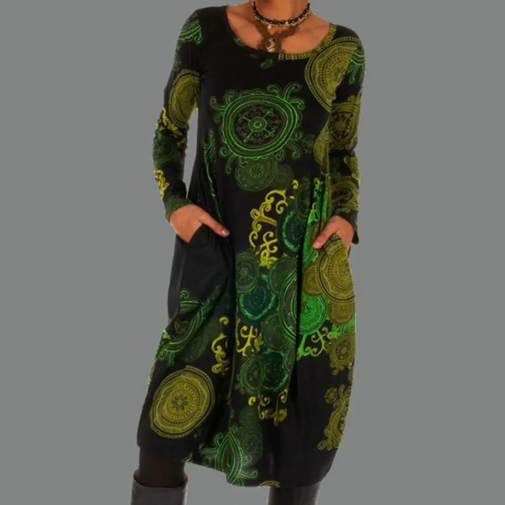 Bohemian-Stil Kleid mit Rundhals für Damen - Image 4