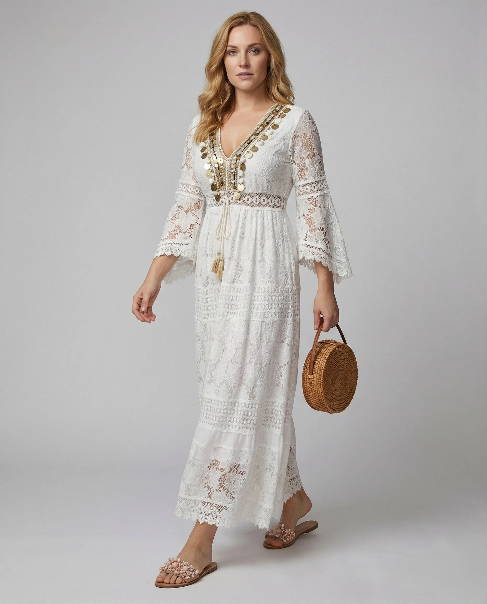 Boho jurk met lange mouwen