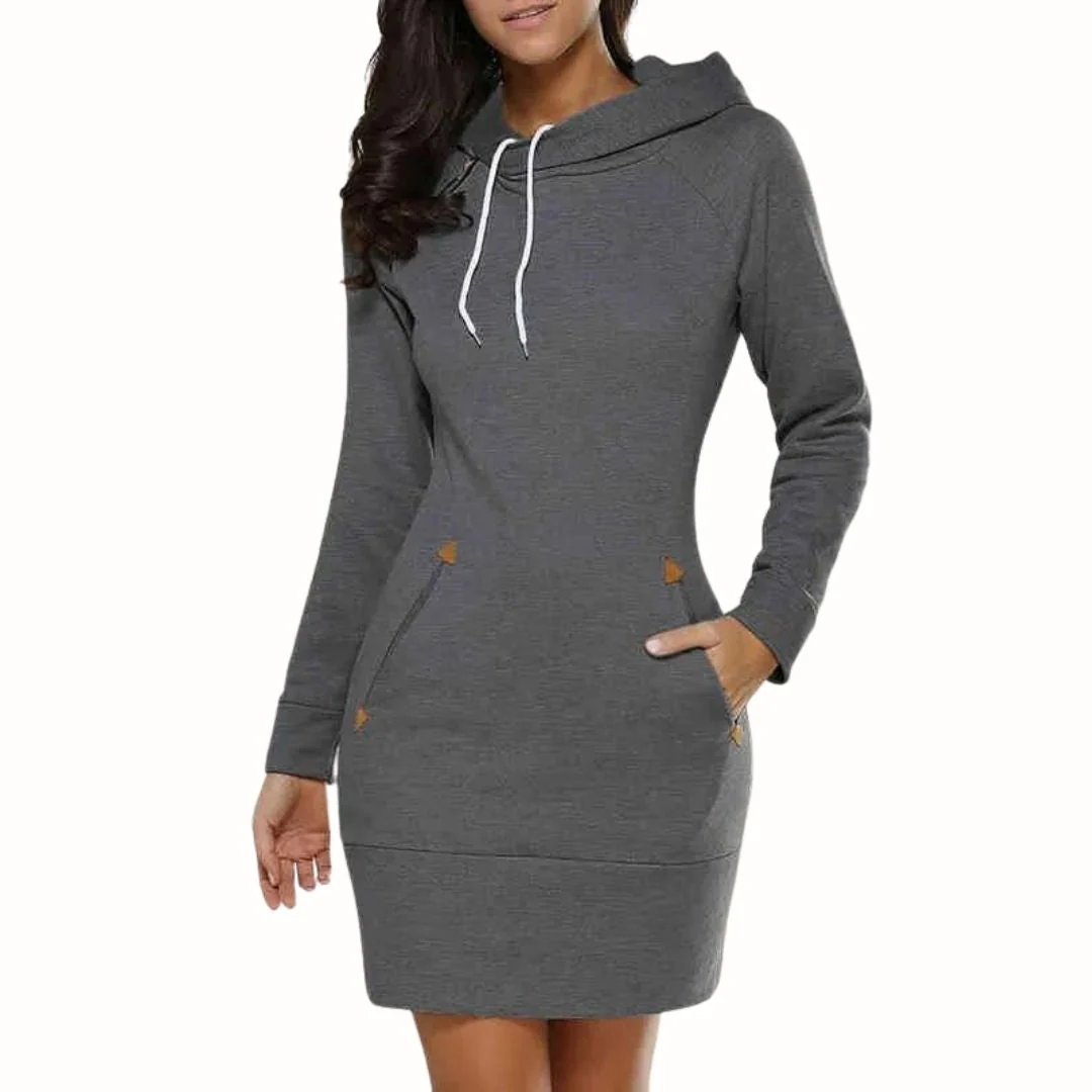 Lässiges Hoodie-Sweatkleid mit Taschen