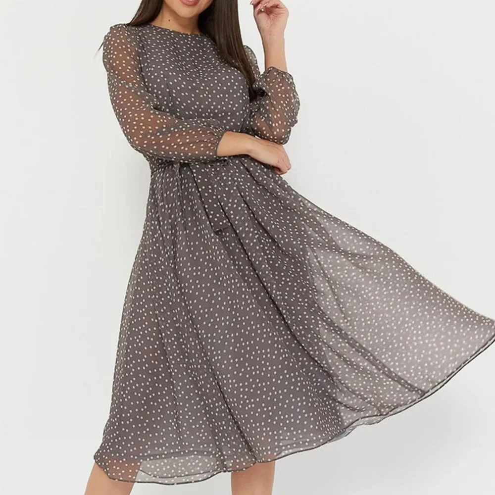 Schickes Midikleid aus Mesh mit Tupfenmuster - Image 5