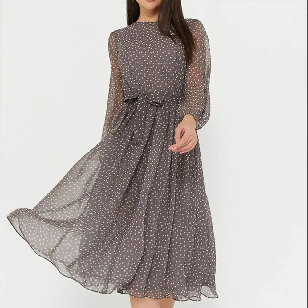 Schickes Midikleid aus Mesh mit Tupfenmuster - Image 7