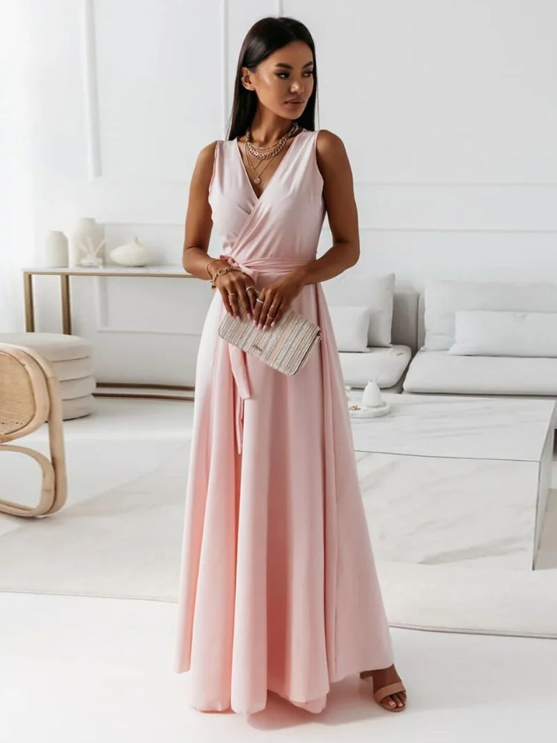 Damen V-Ausschnitt Kleid