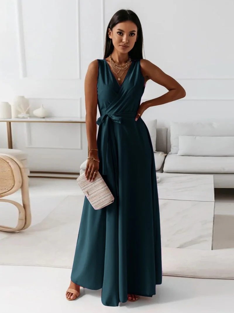 Damen V-Ausschnitt Kleid - Image 2