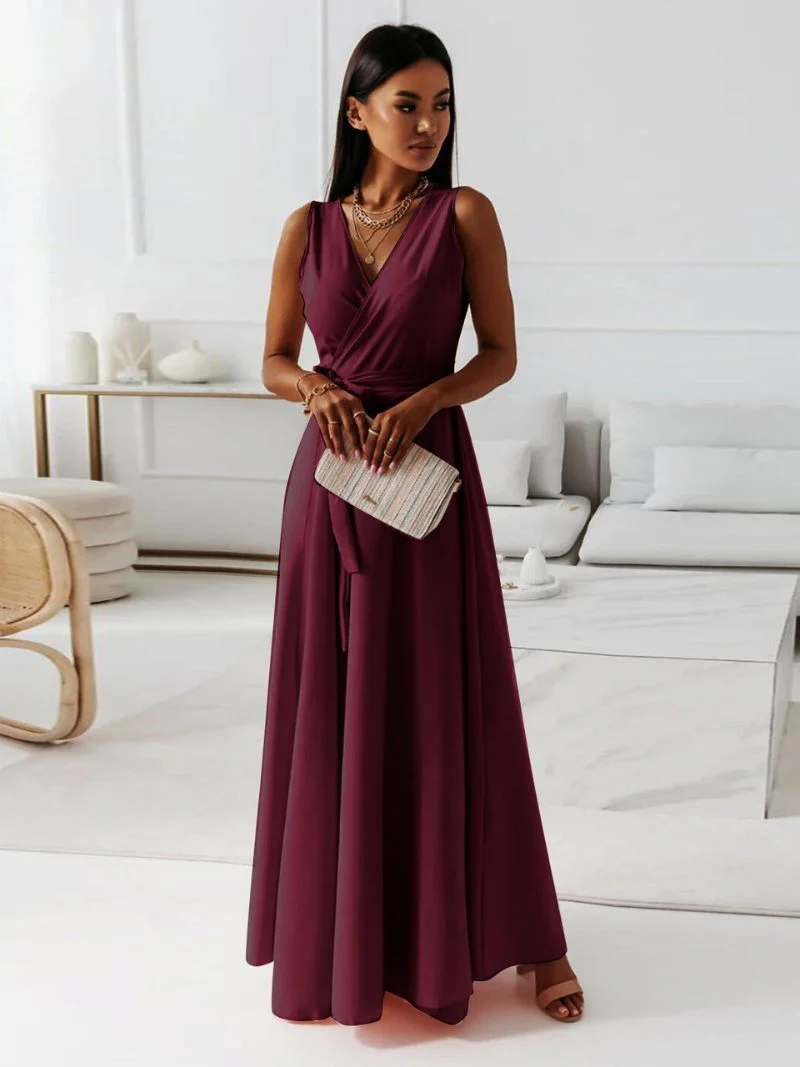 Damen V-Ausschnitt Kleid - Image 3