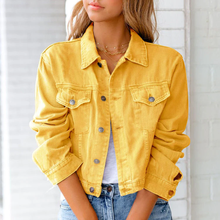 Einfärbiges Jeansjacke - Image 3