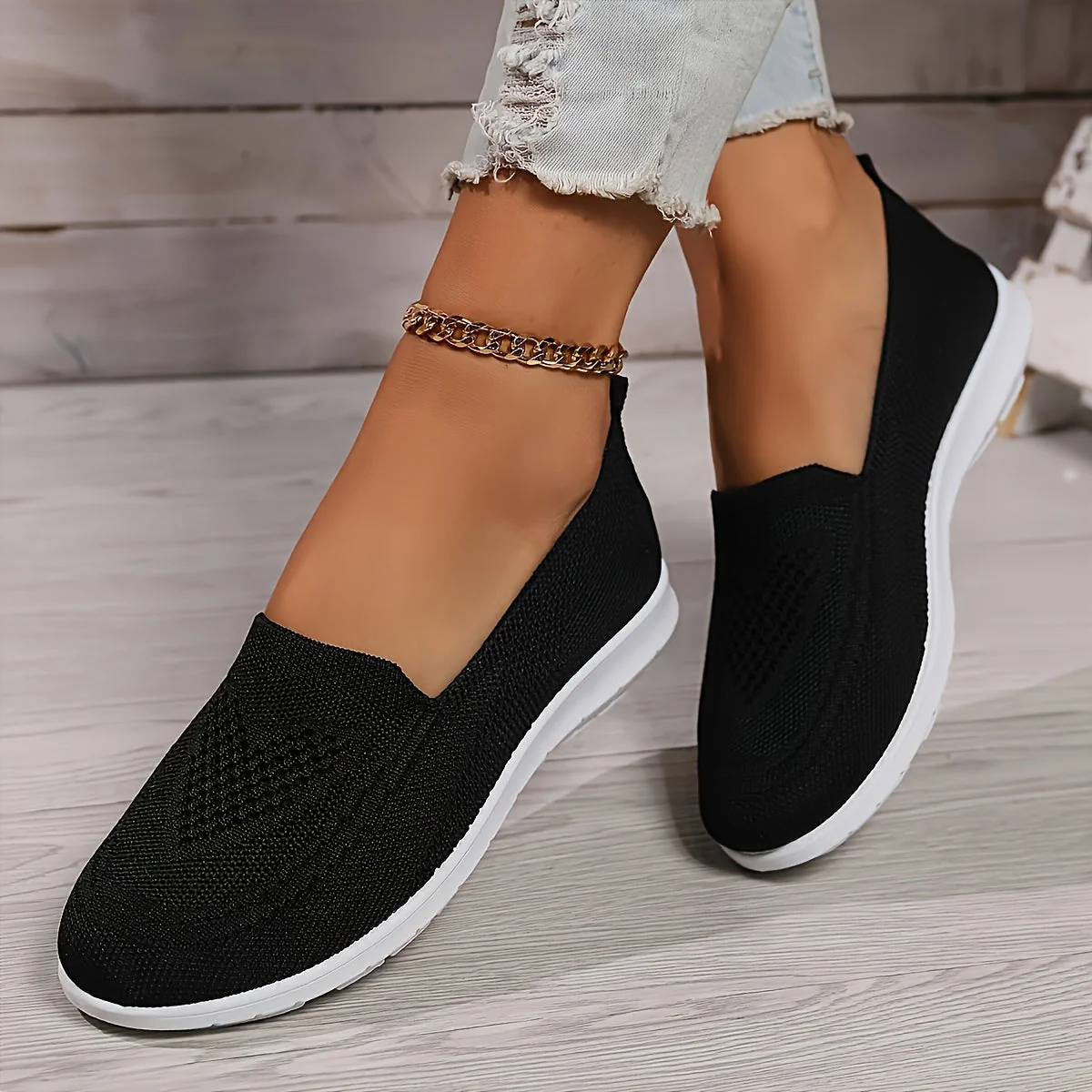 Heidi-Mode | Einfarbige Gestrickte Sneaker Für Damen - Image 12