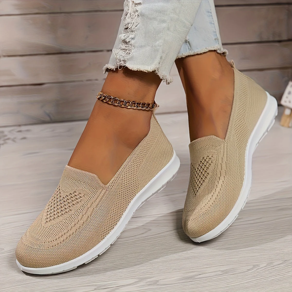Heidi-Mode | Einfarbige Gestrickte Sneaker Für Damen - Image 14