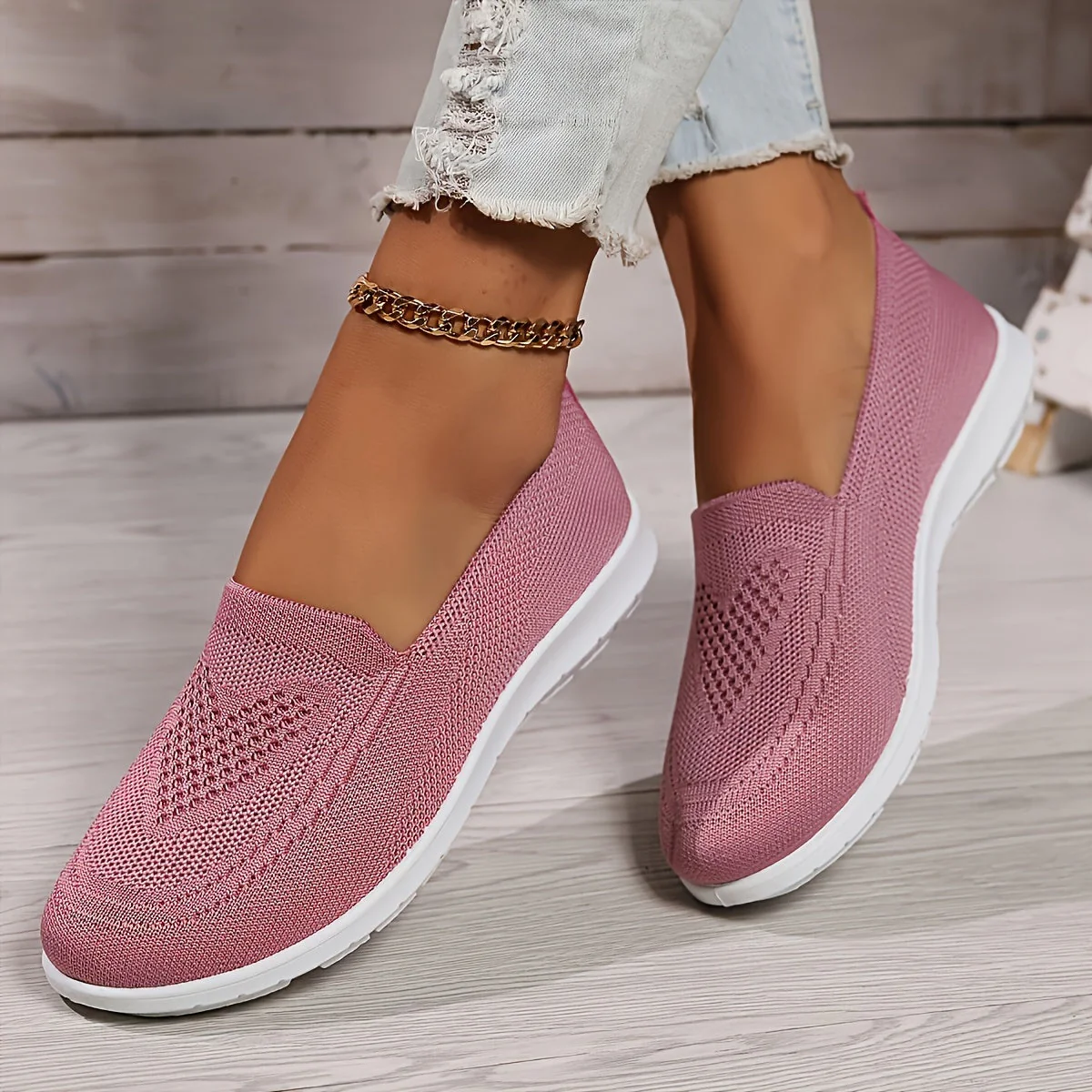 Heidi-Mode | Einfarbige Gestrickte Sneaker Für Damen - Image 15