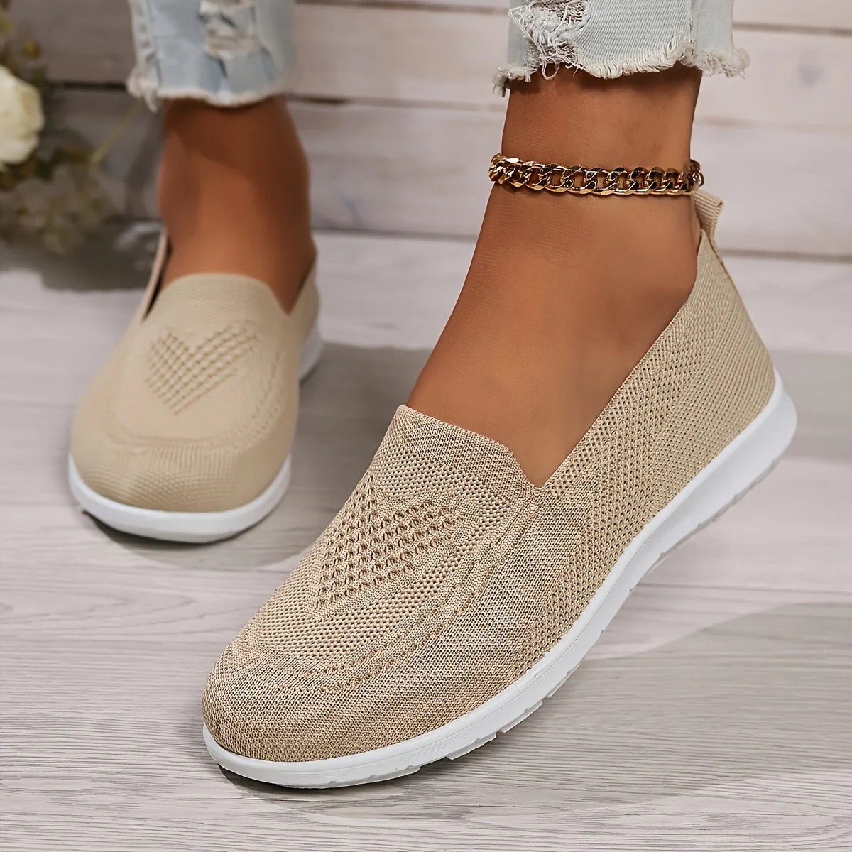 Heidi-Mode | Einfarbige Gestrickte Sneaker Für Damen - Image 19