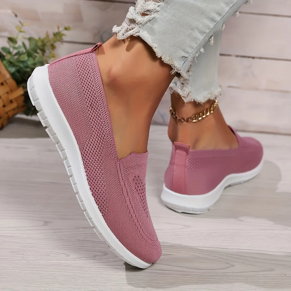 Heidi-Mode | Einfarbige Gestrickte Sneaker Für Damen - Image 20