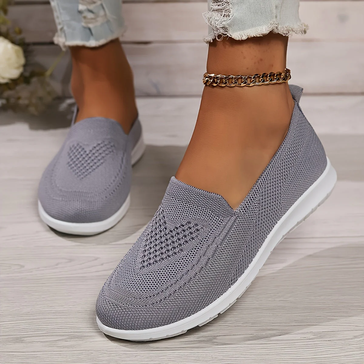 Heidi-Mode | Einfarbige Gestrickte Sneaker Für Damen - Image 21