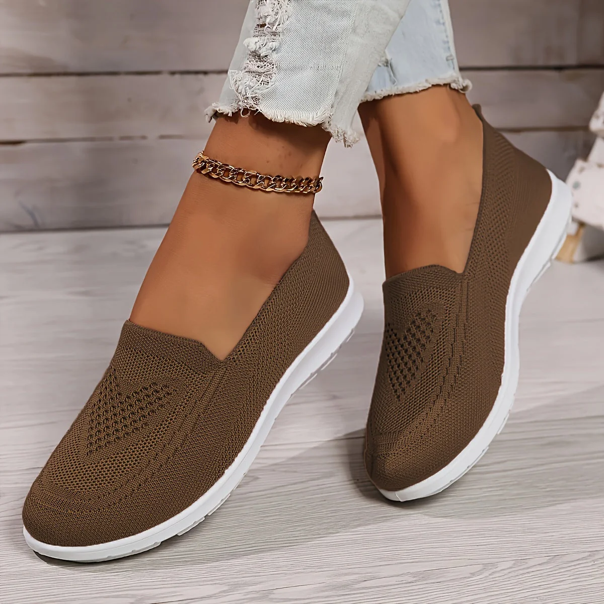 Heidi-Mode | Einfarbige Gestrickte Sneaker Für Damen - Image 23