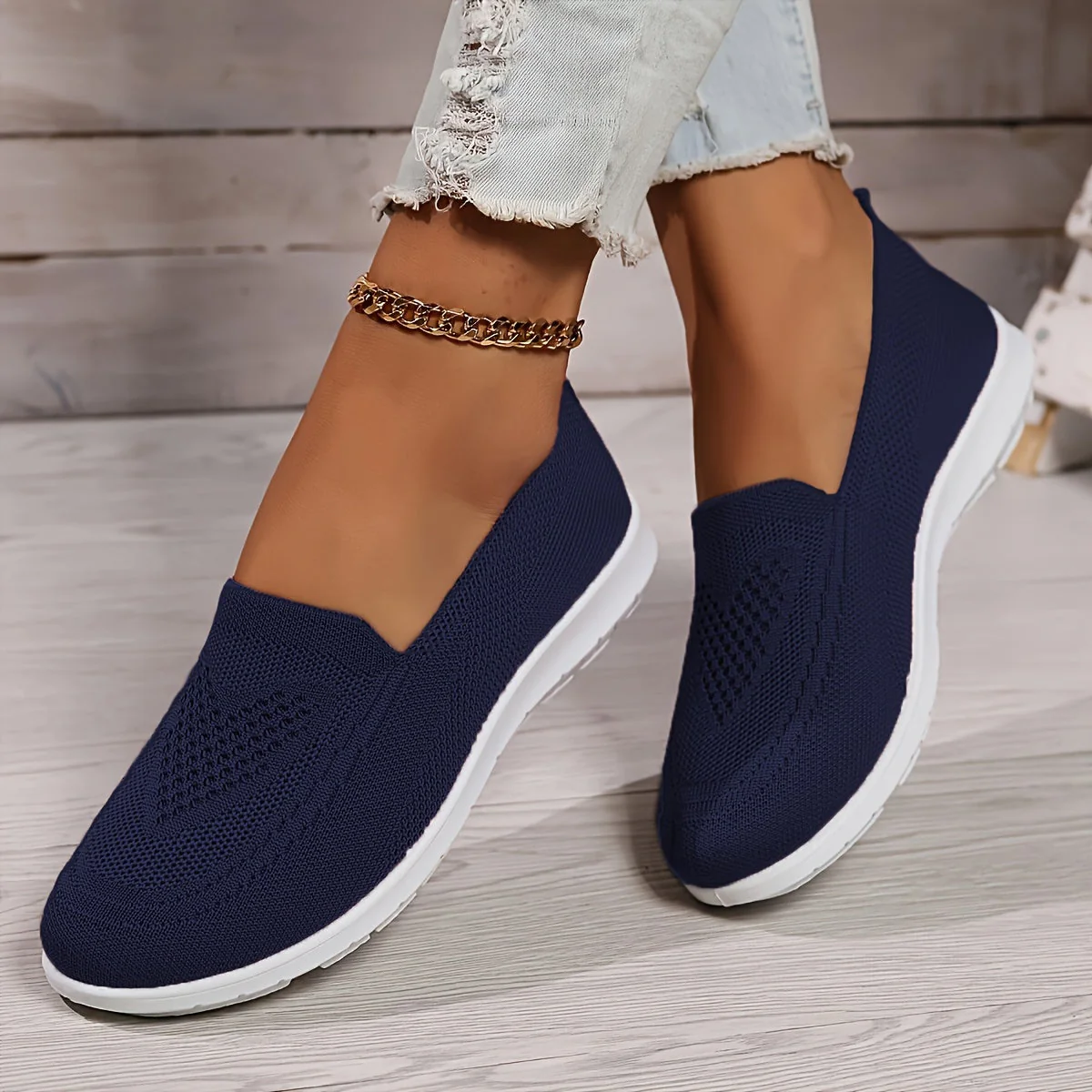 Heidi-Mode | Einfarbige Gestrickte Sneaker Für Damen - Image 25