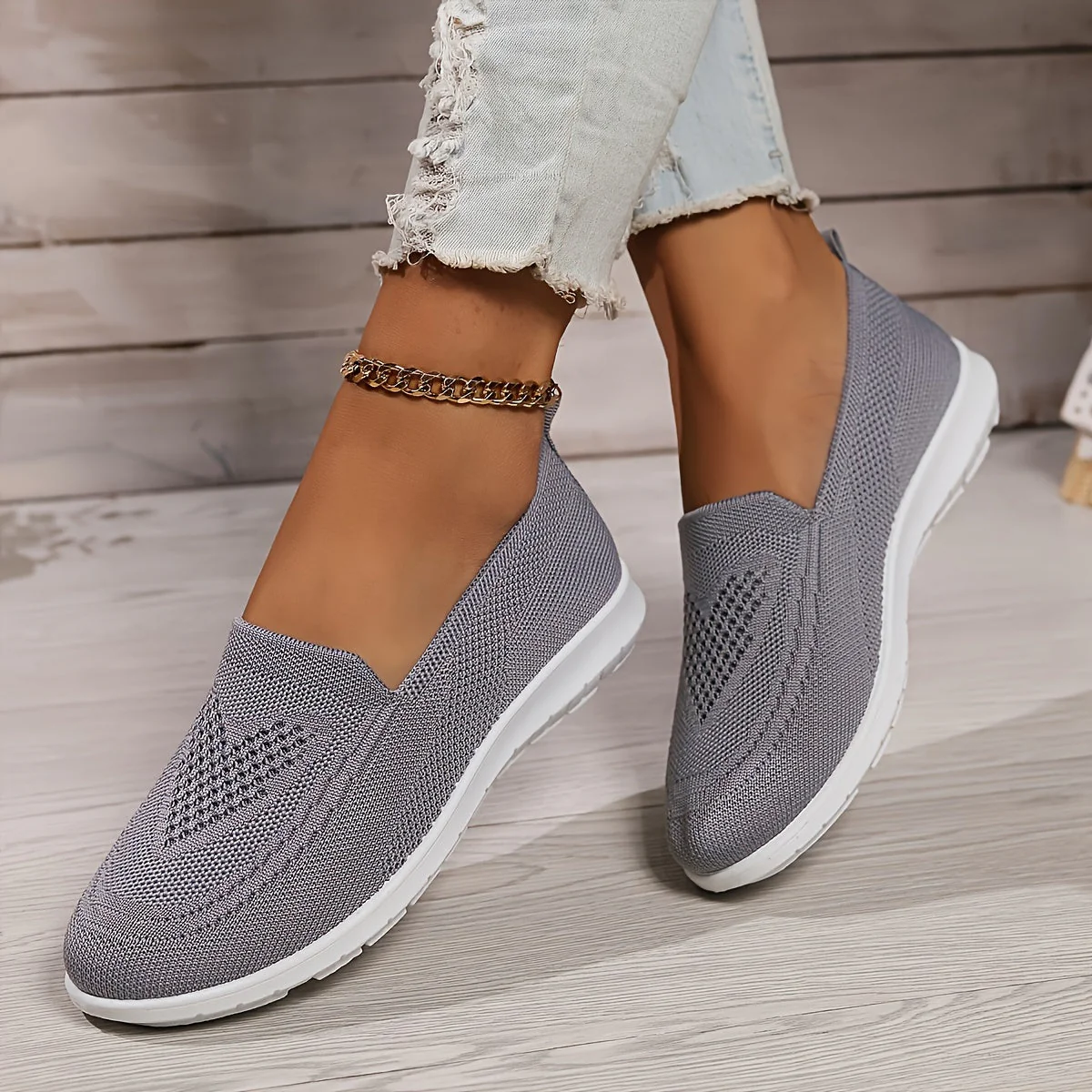 Heidi-Mode | Einfarbige Gestrickte Sneaker Für Damen - Image 3