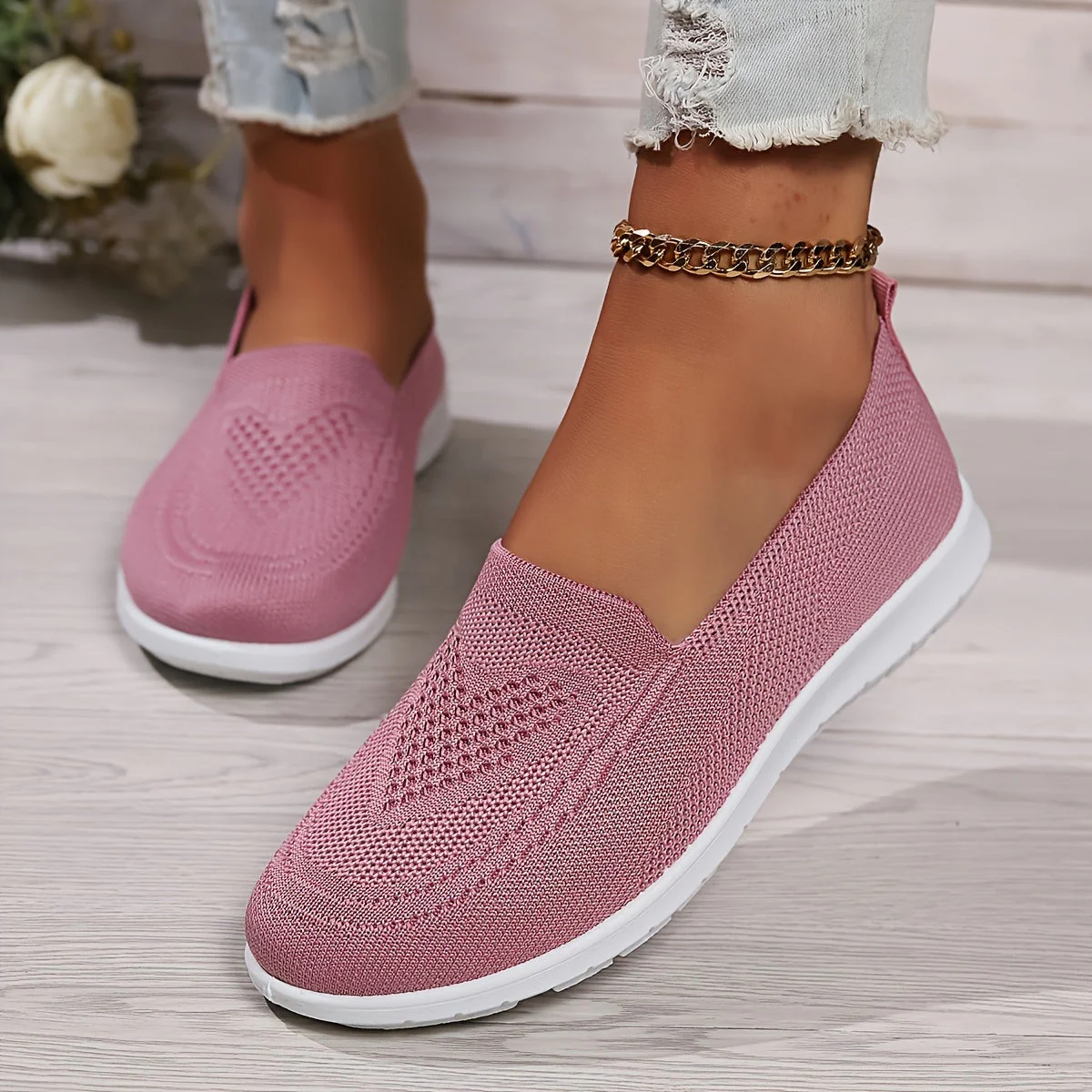 Heidi-Mode | Einfarbige Gestrickte Sneaker Für Damen - Image 5