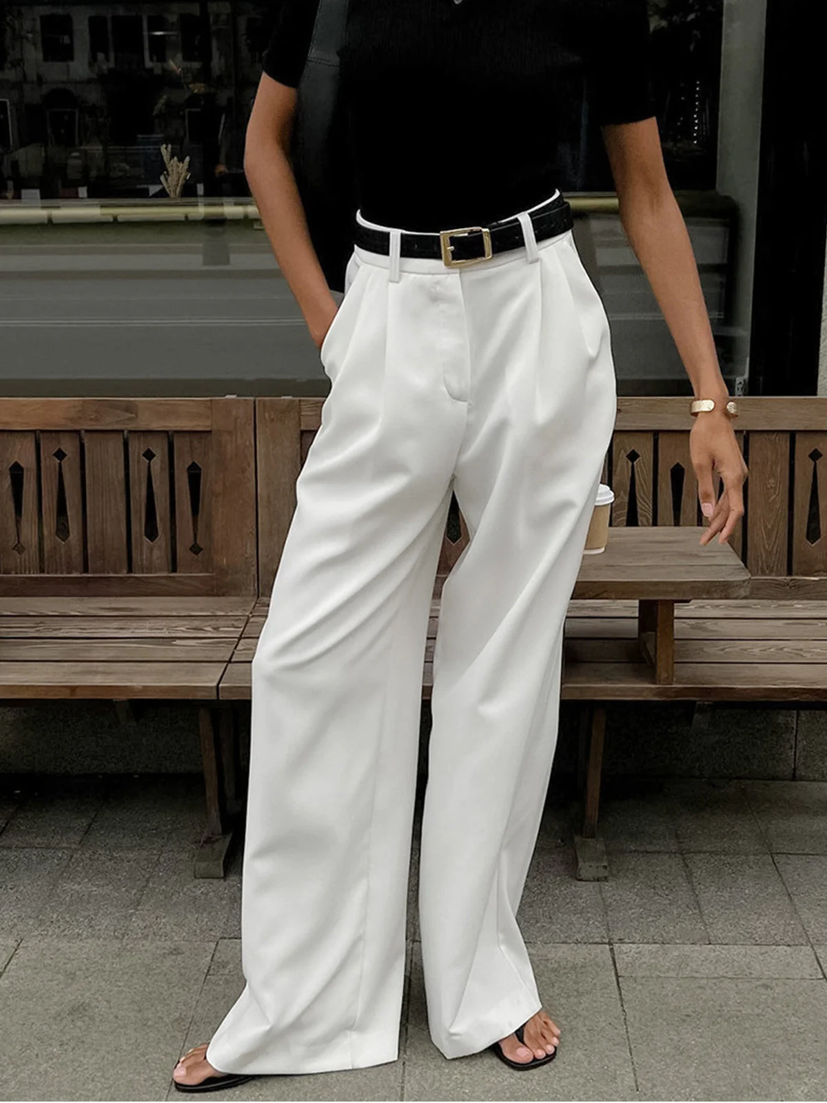 Heidi-Mode | Elegante Hose mit Weitem Bein Ohne Gürtel