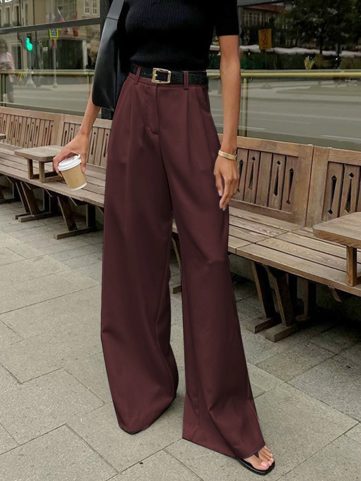 Heidi-Mode | Elegante Hose mit Weitem Bein Ohne Gürtel - Image 11
