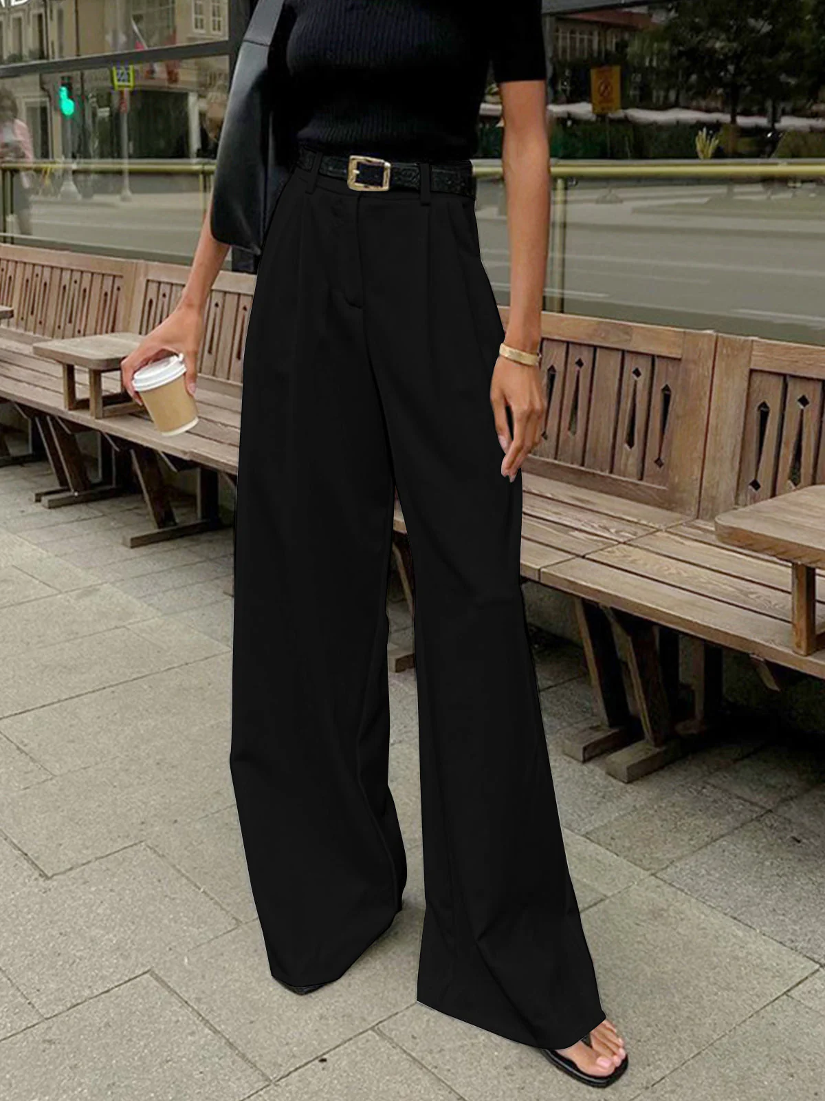 Heidi-Mode | Elegante Hose mit Weitem Bein Ohne Gürtel - Image 8