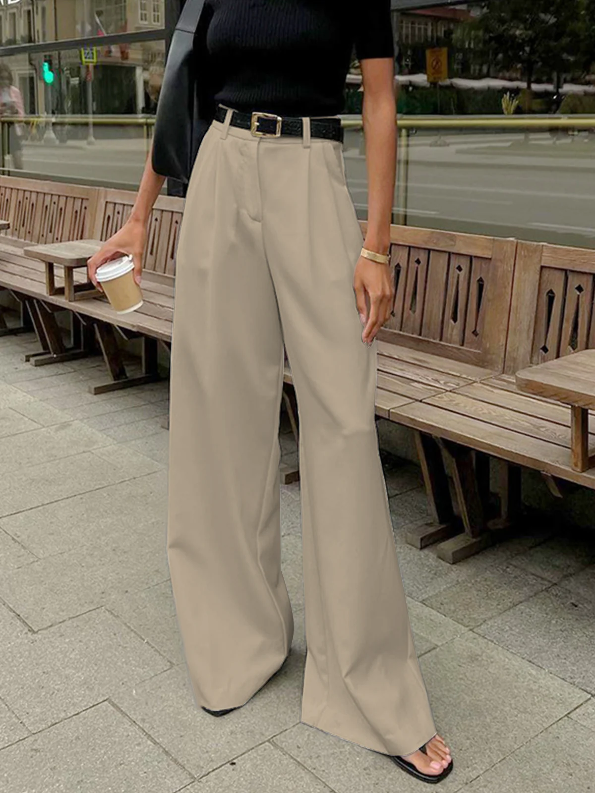 Heidi-Mode | Elegante Hose mit Weitem Bein Ohne Gürtel - Image 9