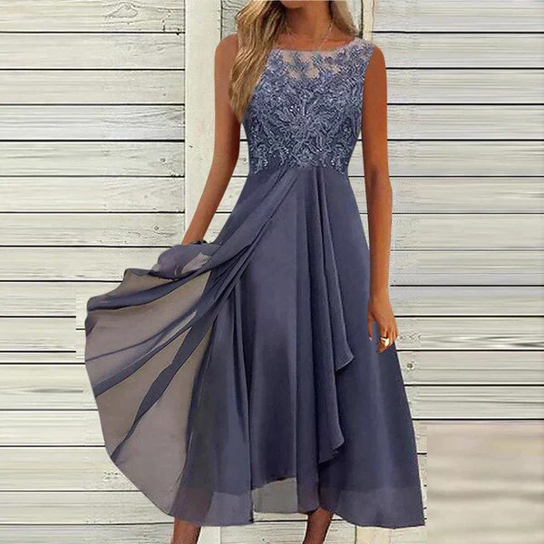Elegantes Sommerkleid mit Rundhalsausschnitt für Damen - Image 3