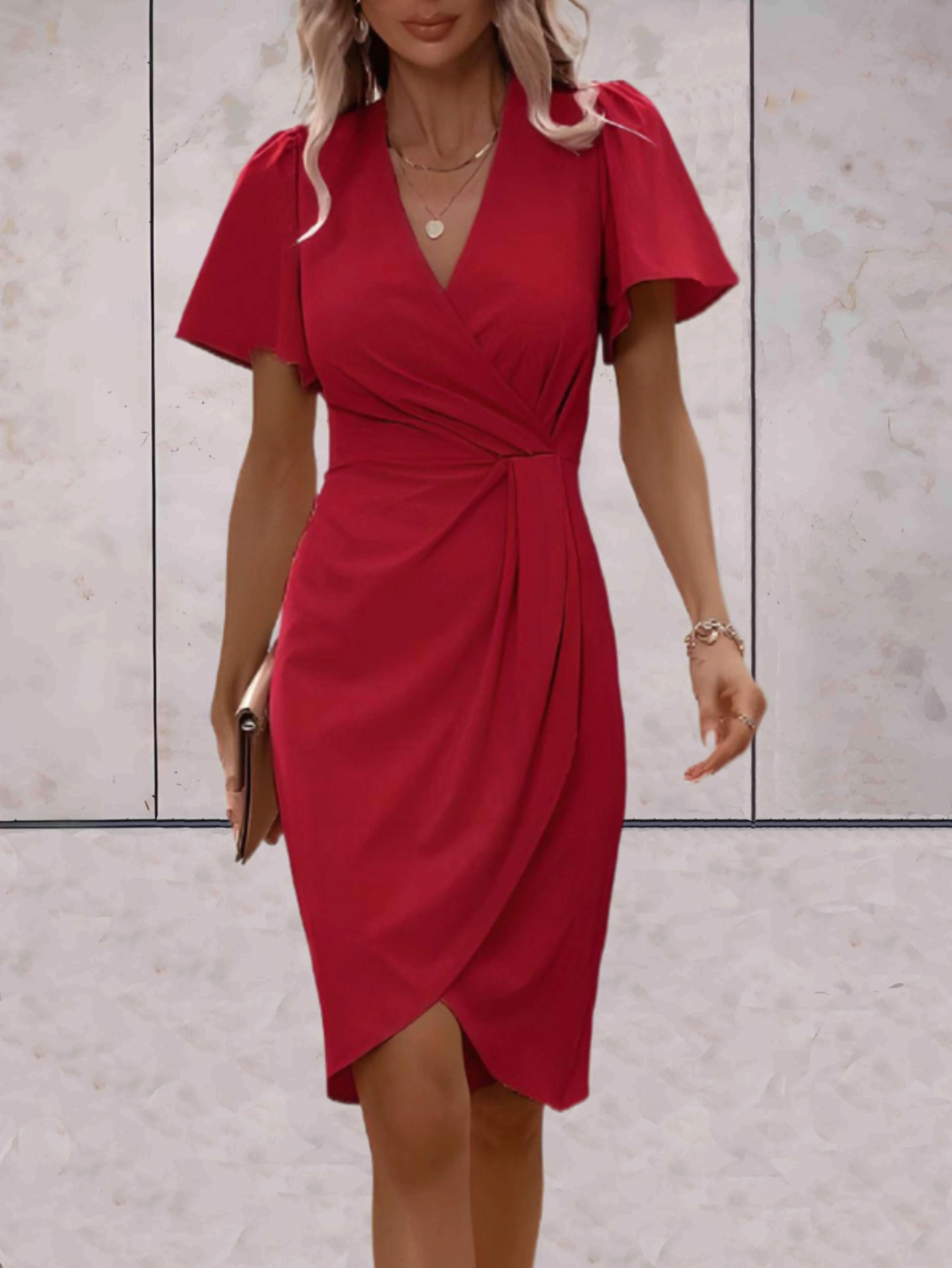 elegante wikkeljurk met korte mouwen - Image 13