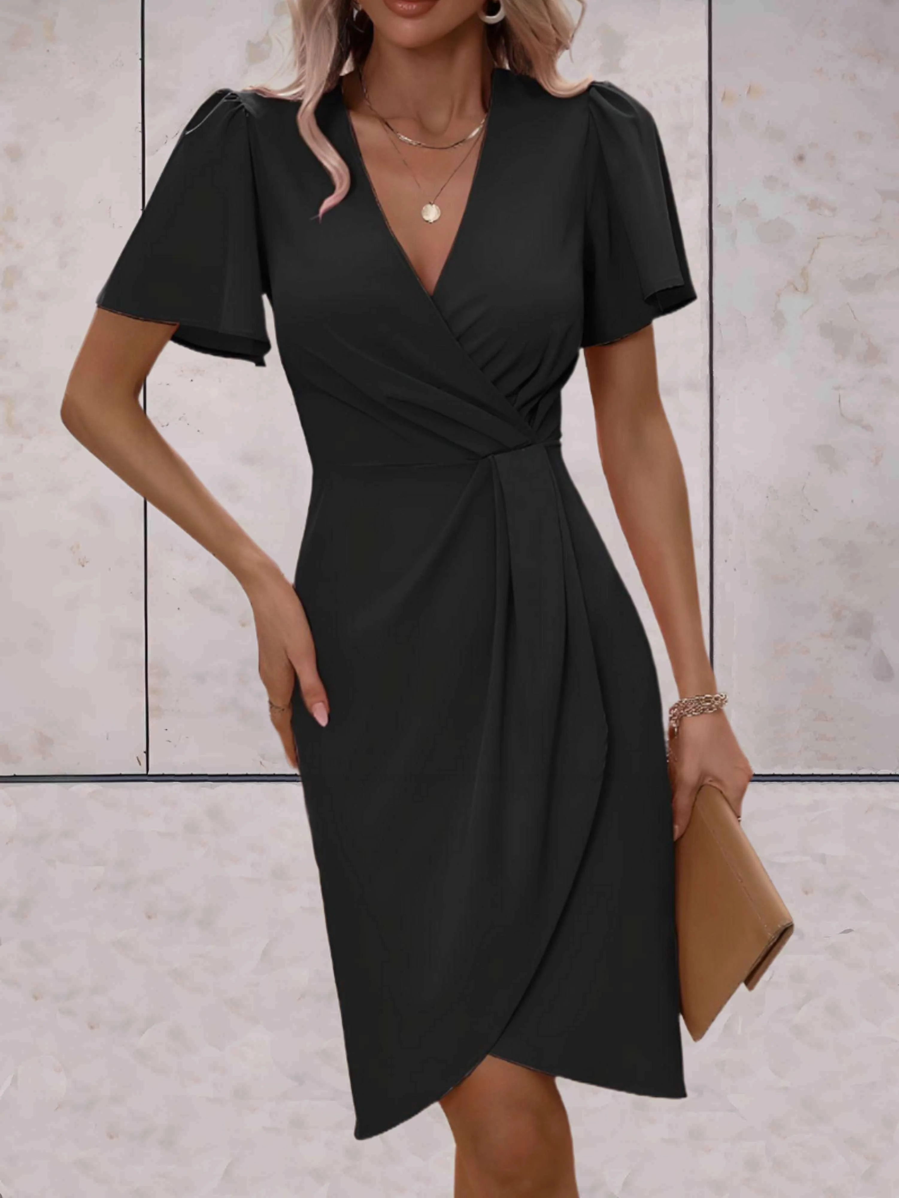 elegante wikkeljurk met korte mouwen - Image 14