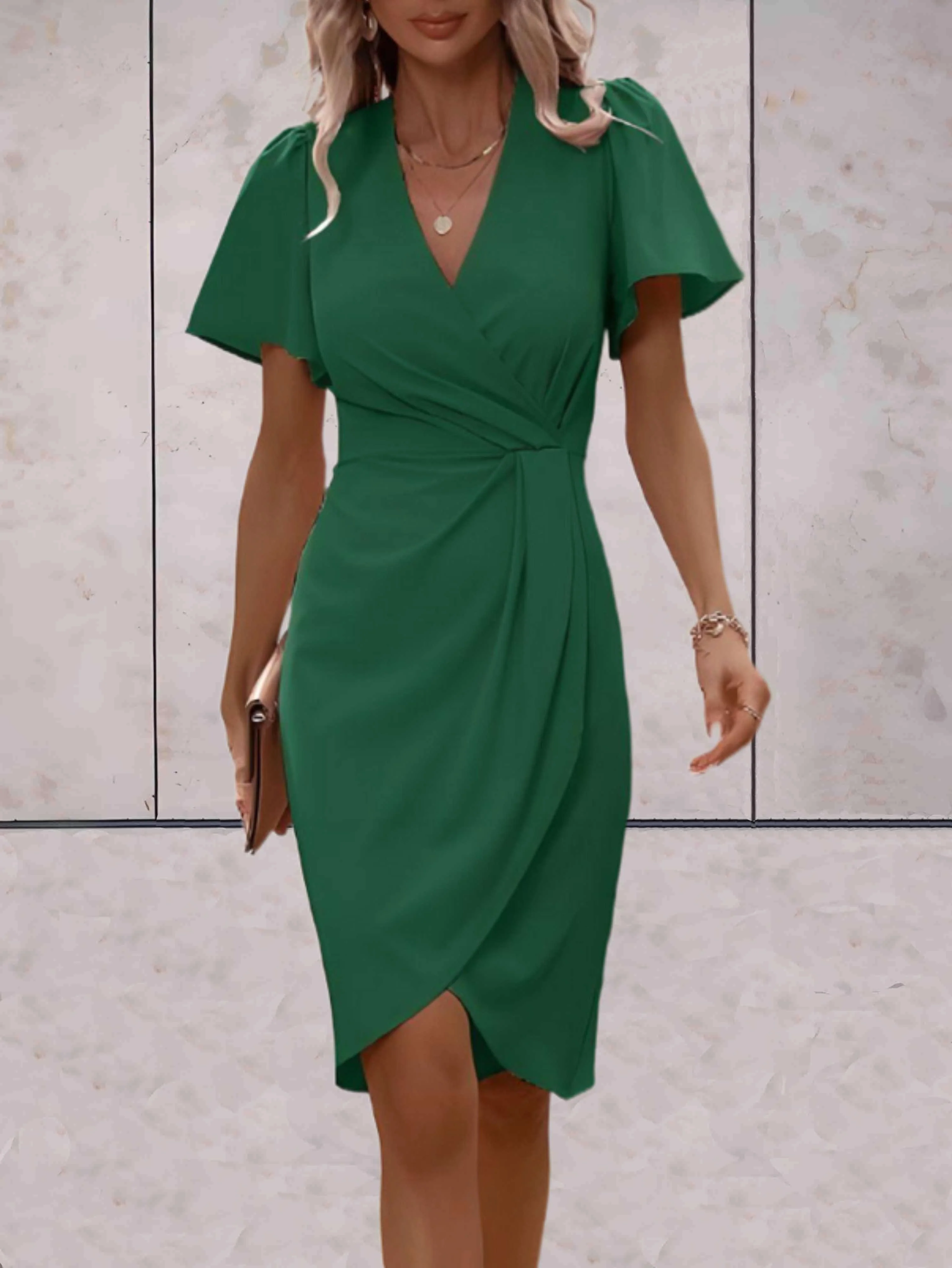 elegante wikkeljurk met korte mouwen - Image 15
