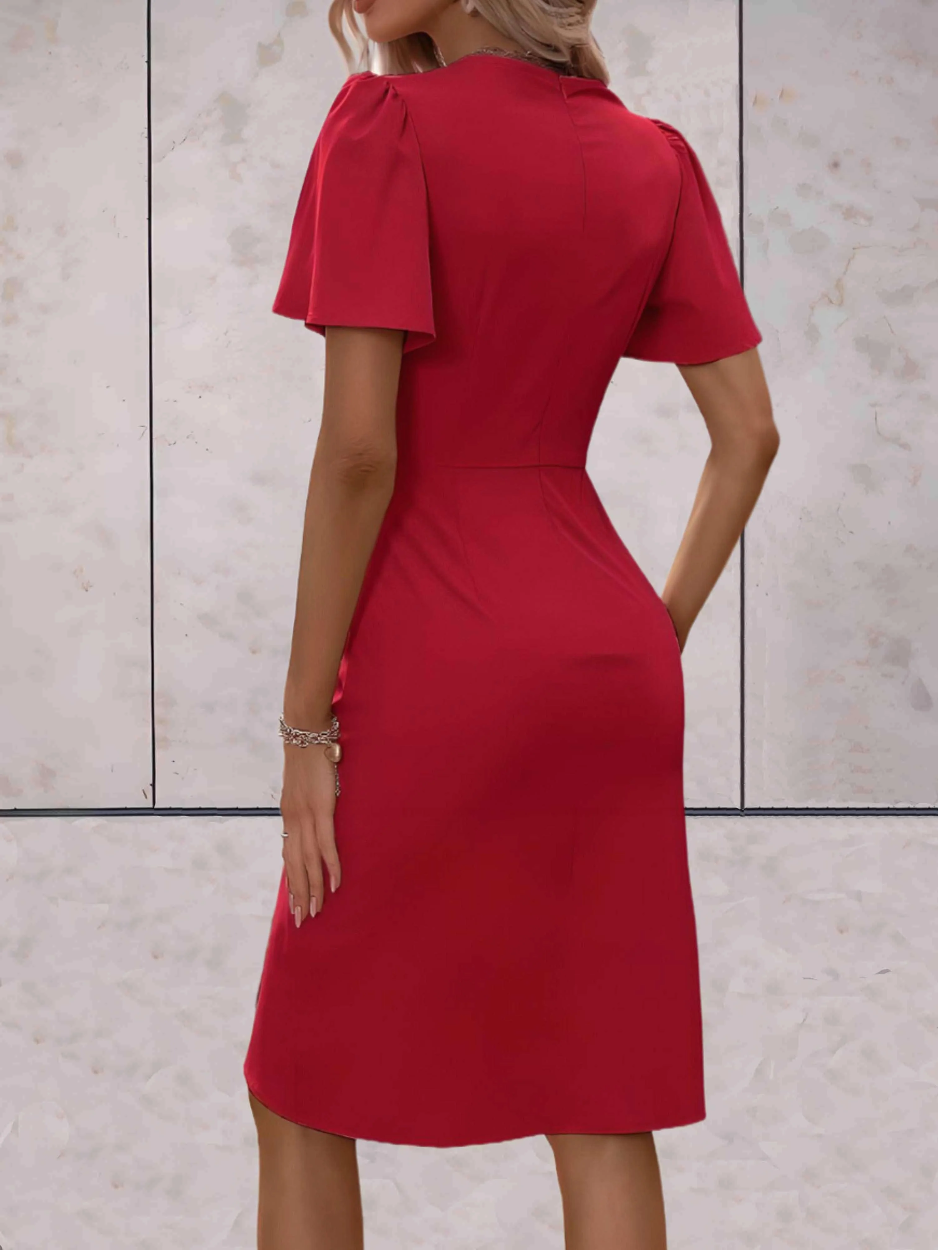elegante wikkeljurk met korte mouwen - Image 3