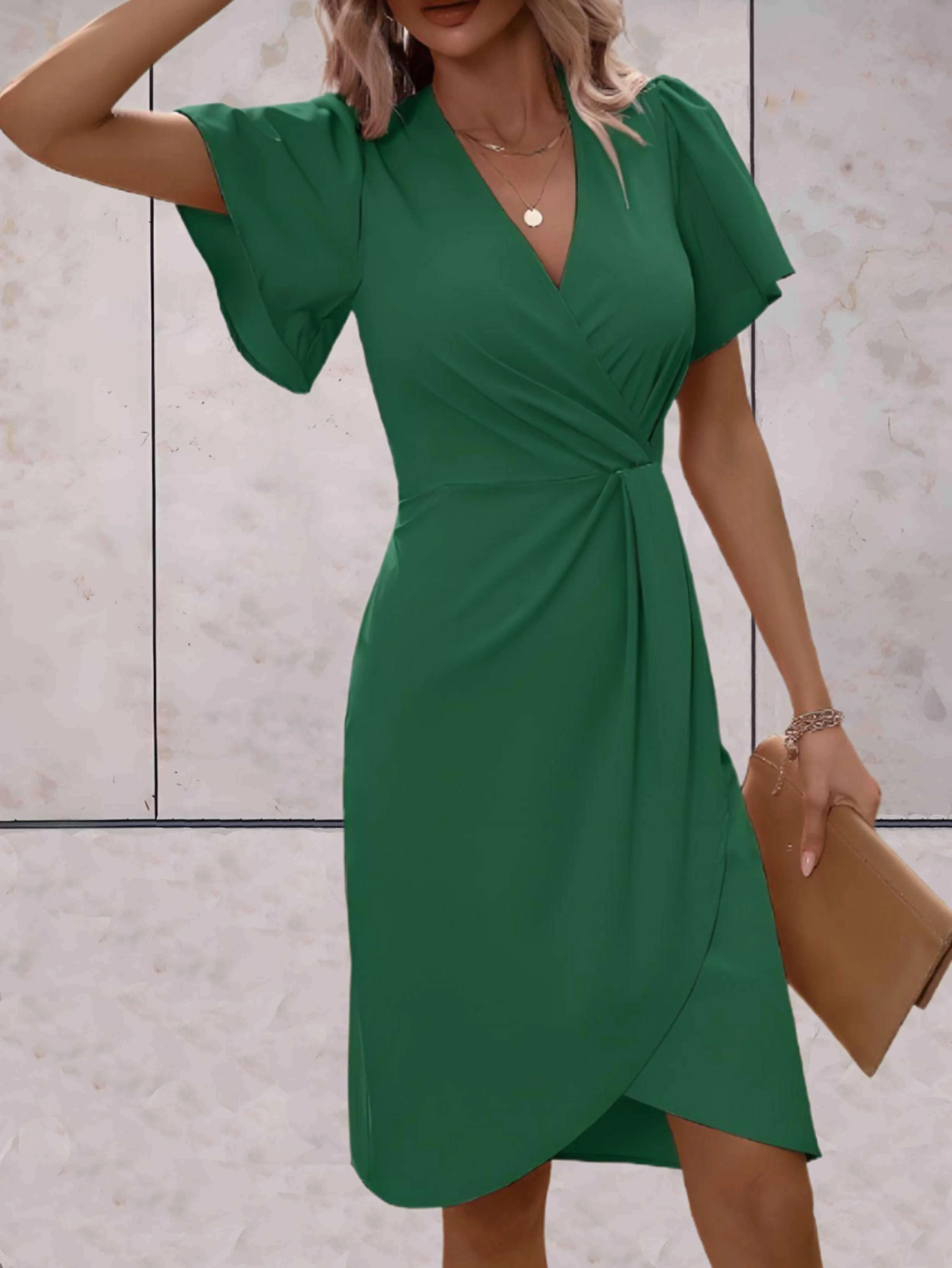 elegante wikkeljurk met korte mouwen - Image 7