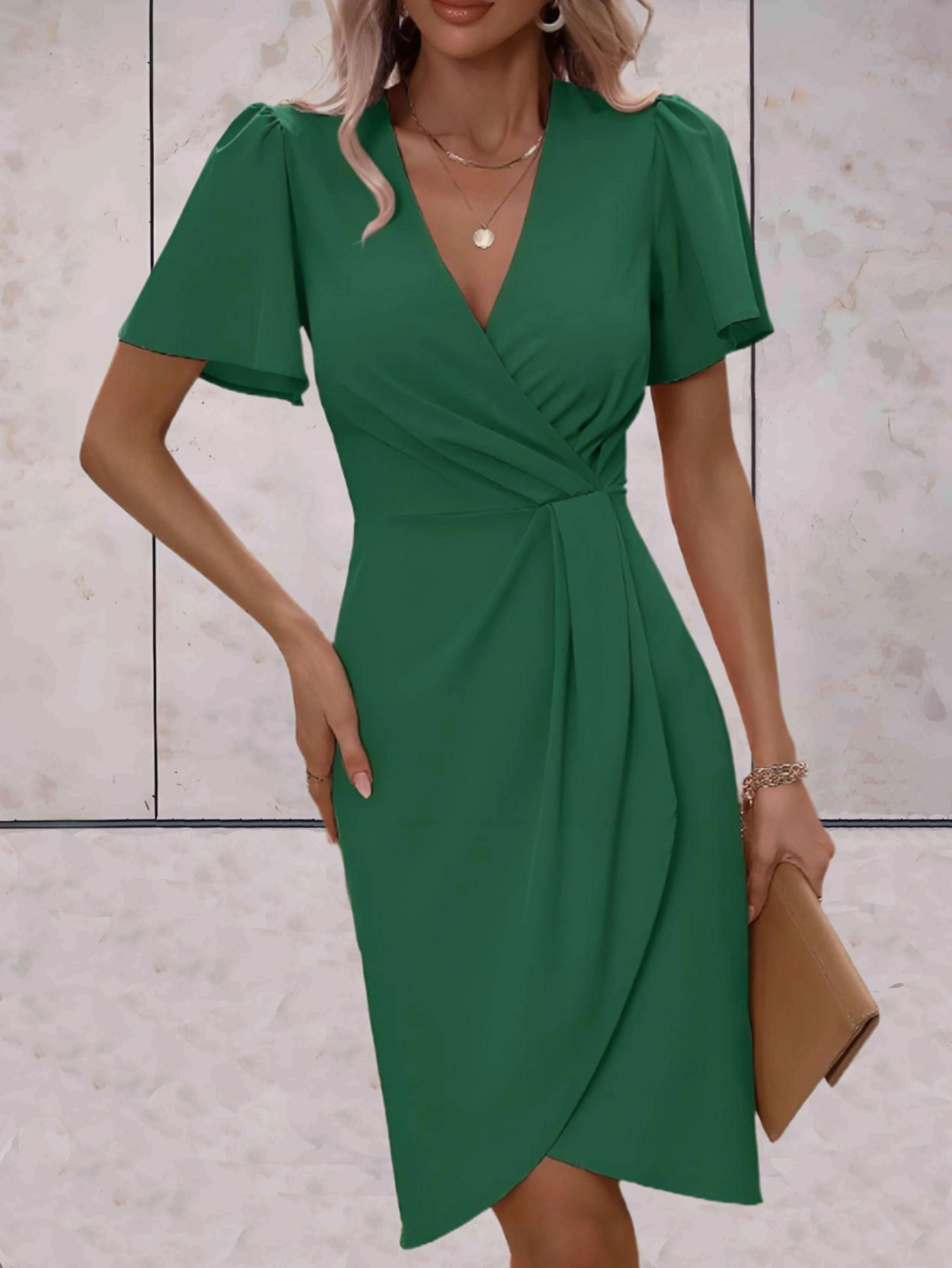 elegante wikkeljurk met korte mouwen - Image 8