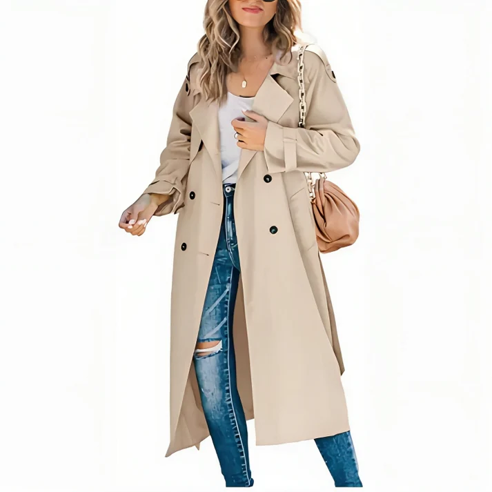 Eleganter zweireihiger Trenchcoat für Damen - Image 2