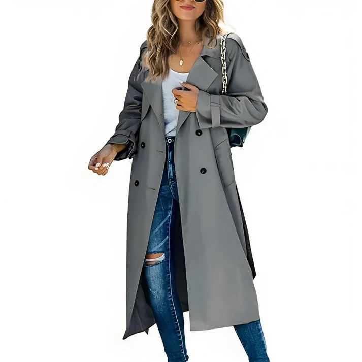 Eleganter zweireihiger Trenchcoat für Damen - Image 3