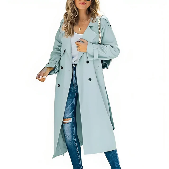Eleganter zweireihiger Trenchcoat für Damen - Image 4