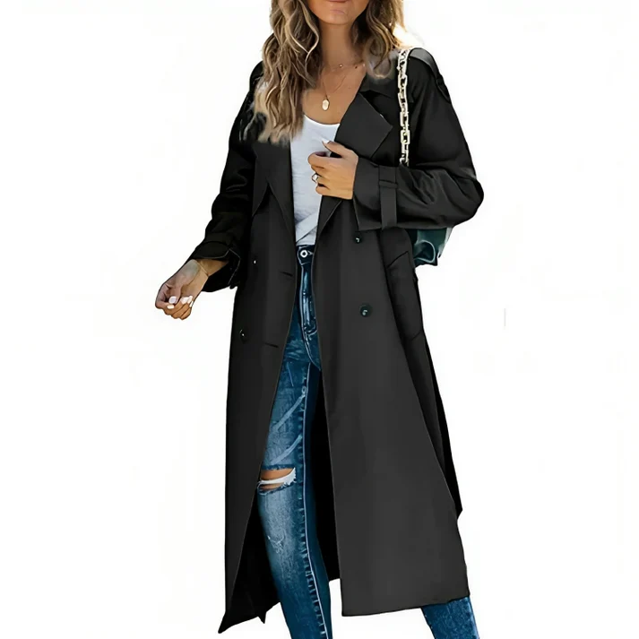 Eleganter zweireihiger Trenchcoat für Damen - Image 5