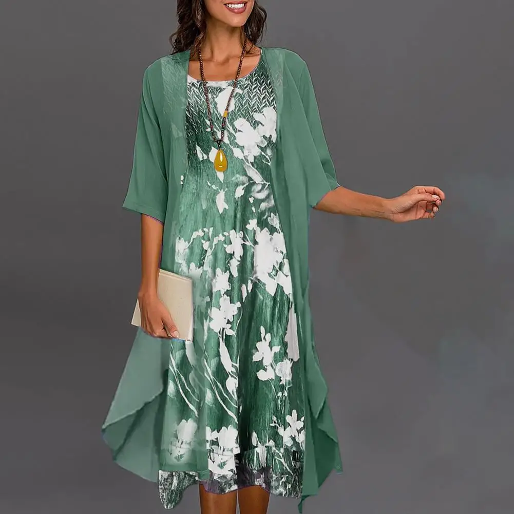 elegantes Kleid mit Blumenmuster und halblangen Ärmeln - Image 2