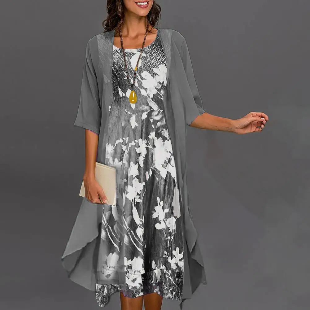elegantes Kleid mit Blumenmuster und halblangen Ärmeln - Image 3